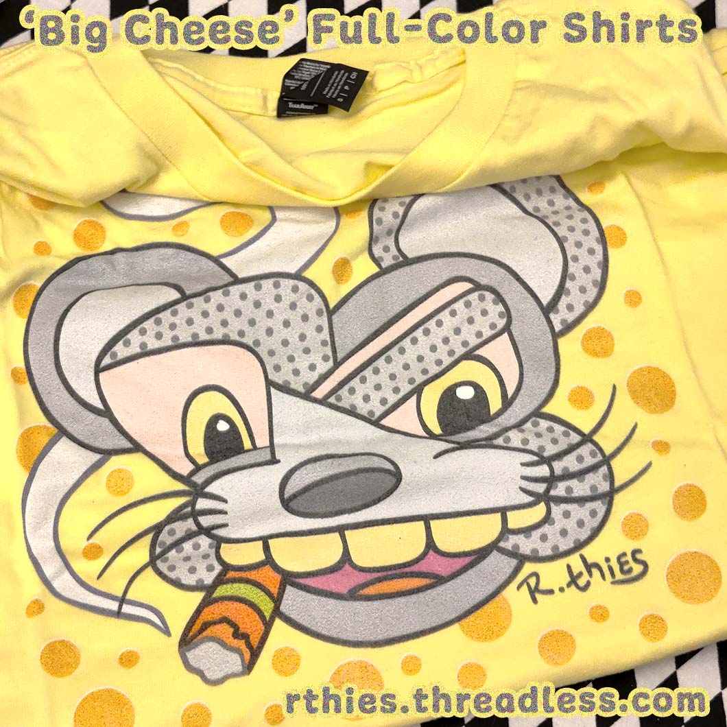 Big Cheese, cartoon mouse t-shirt for sale on Threadless, opens in a new window.