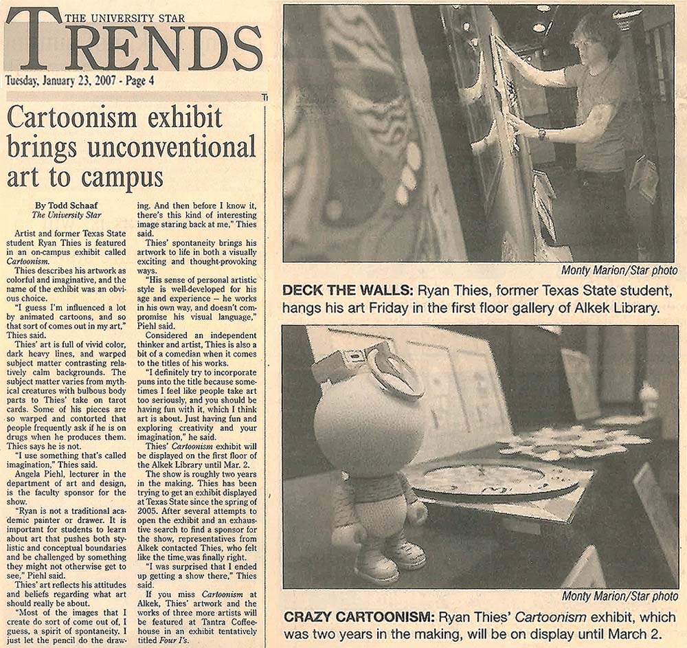 University Star article clipping with feature photos