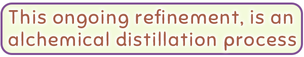 This ongoing refinement, is an alchemical distillation process.